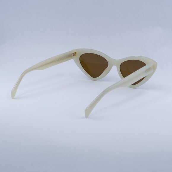 Moschino MOS006/S/STR 0SZJ 70 Sunglasses Ivory Cat Eye Frame, Brown Lenses